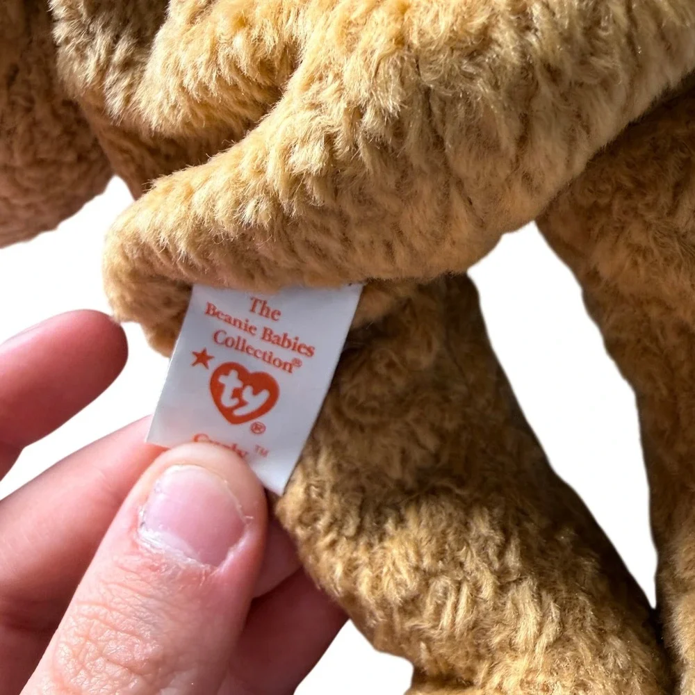Ty Beanie Baby Curly the Bear Brown Plush 1996 Retired Vintage PE Pellets Tagged